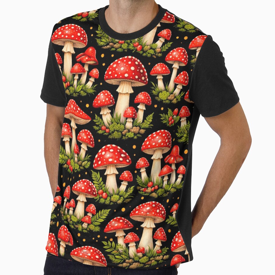 Amanita Mushroom Pattern – Cottagecore Forest Aesthetic by TheSlowShore