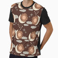 Medium scale of Chocolate Brown Celestial Sun Moon Boho Earthy Pattern by DColourMuse
