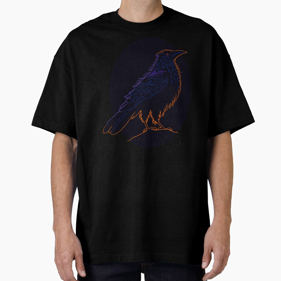 Crow design in blue, purple and orange lines by DaveDanchuk