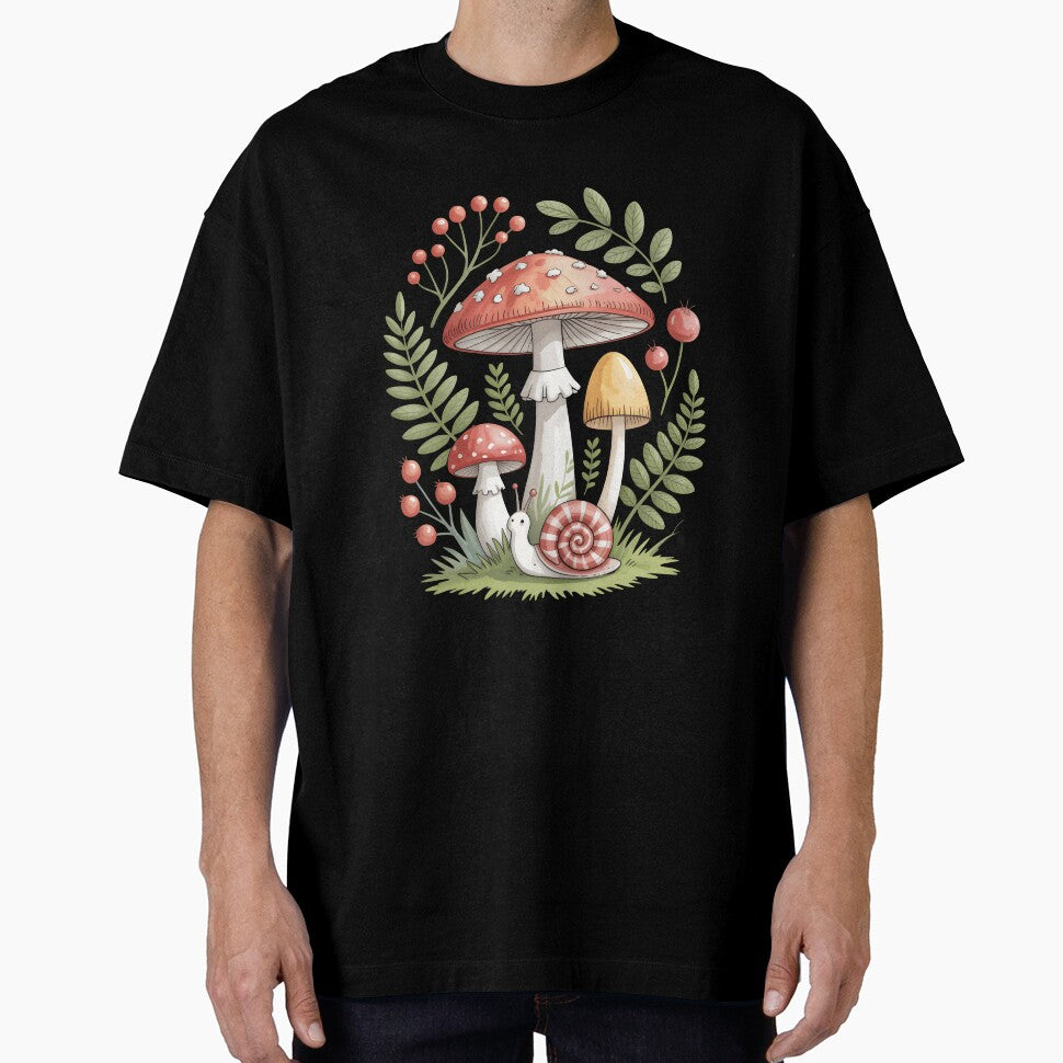 Cute Snail And Mushroom Botanical Cottagecore Forest by Aesthetic Art