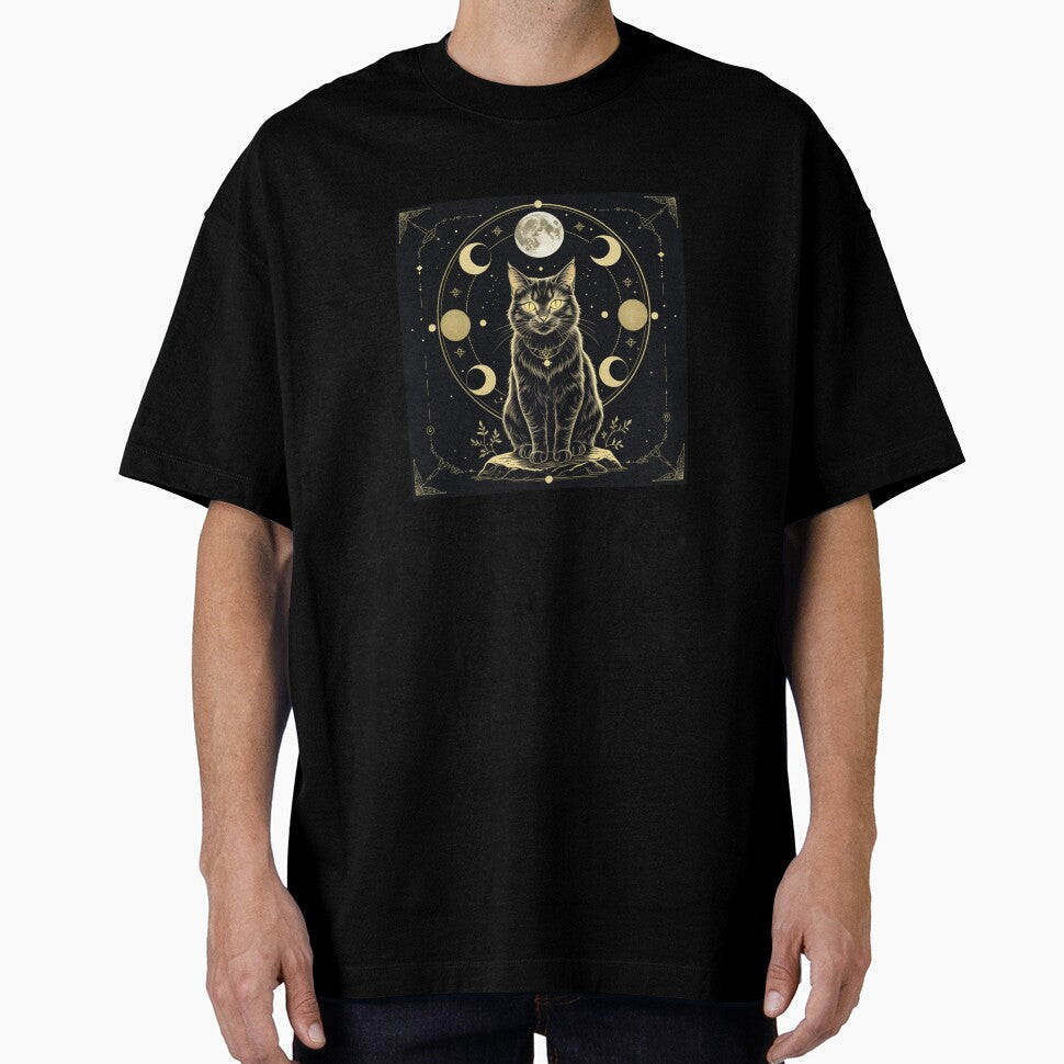 The Moon – Mystical Cat Tarot Card T-Shirt by Almond Paper Co.