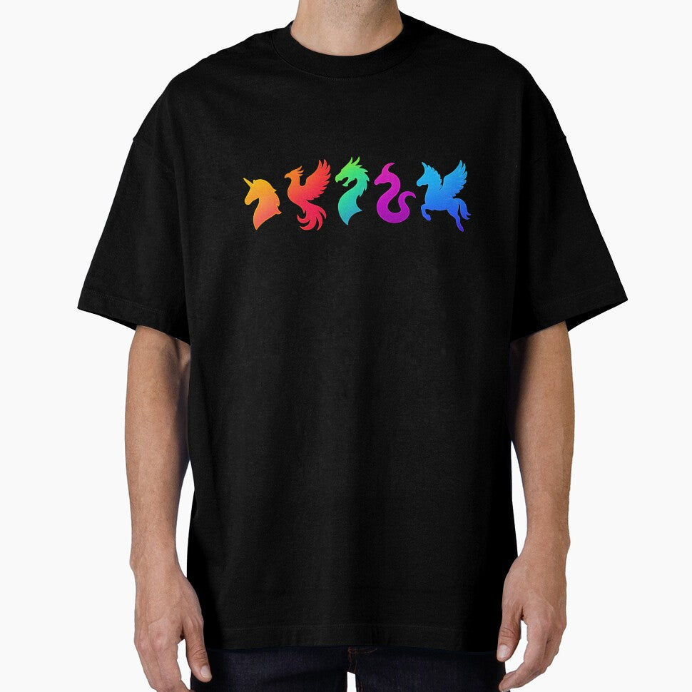 Rainbow Fantasy Creatures Silhouette Art by MysticArtisan
