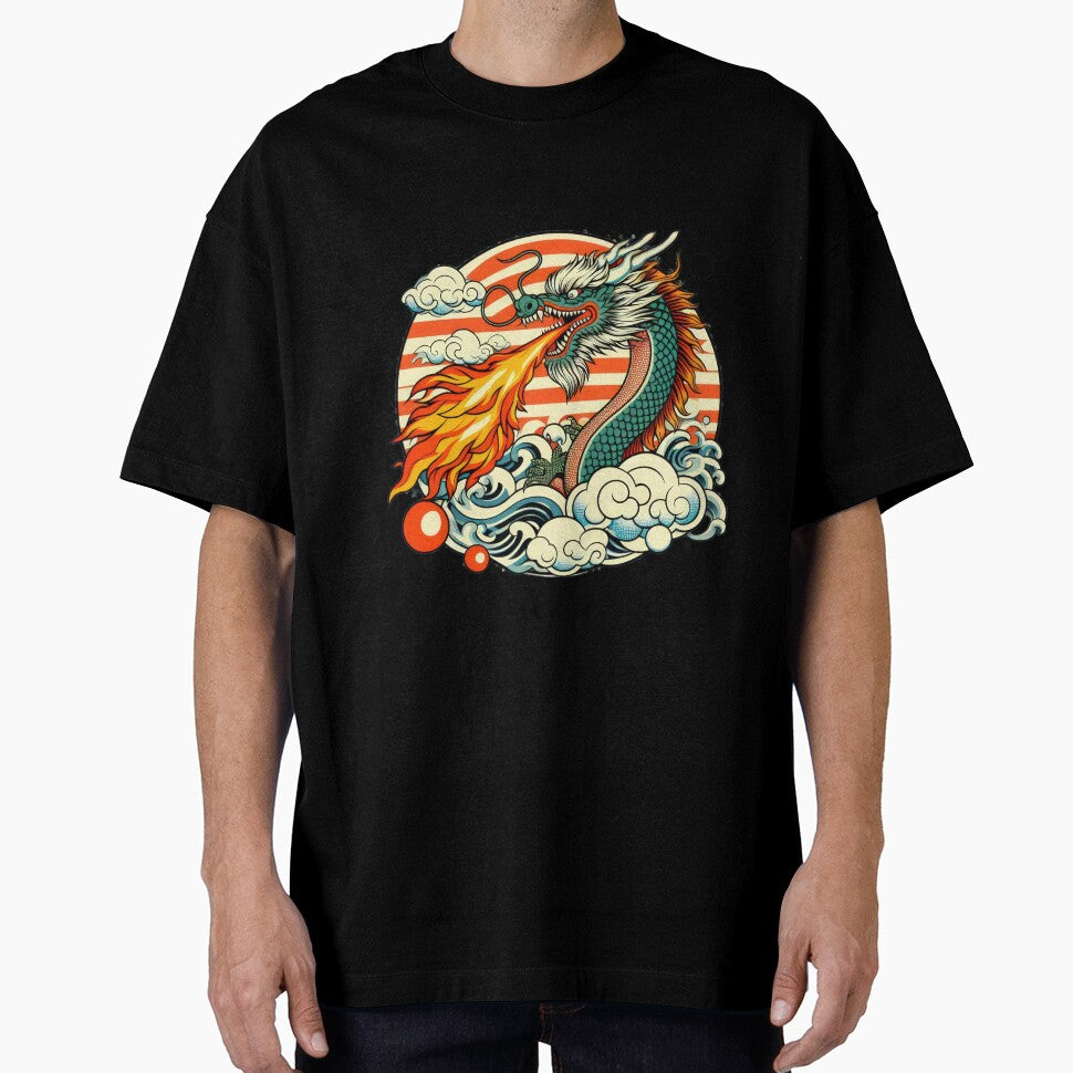 vintage Chinese Dragon Spits Fire by Expressions-Sel