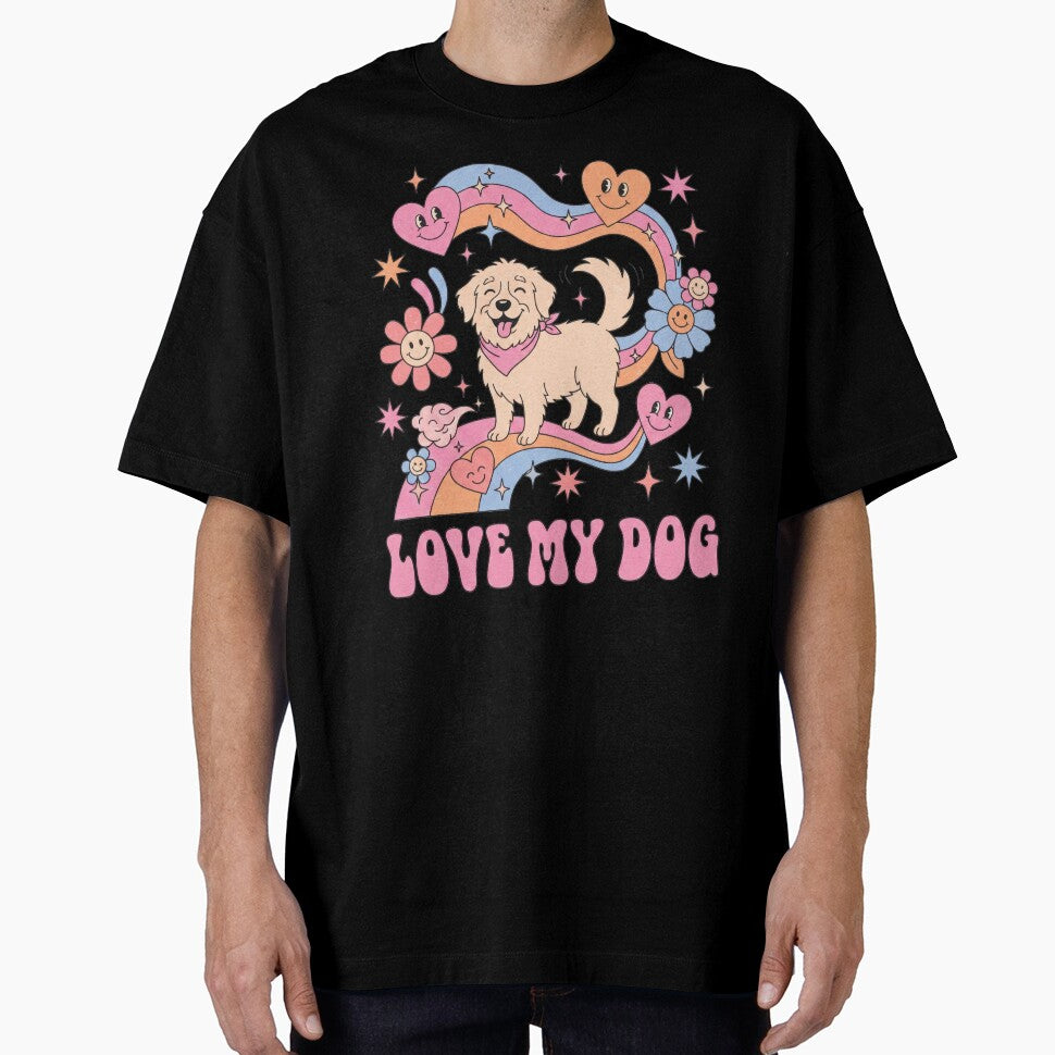 Golden Dog Surrounded By Hearts by Flying Doggo
