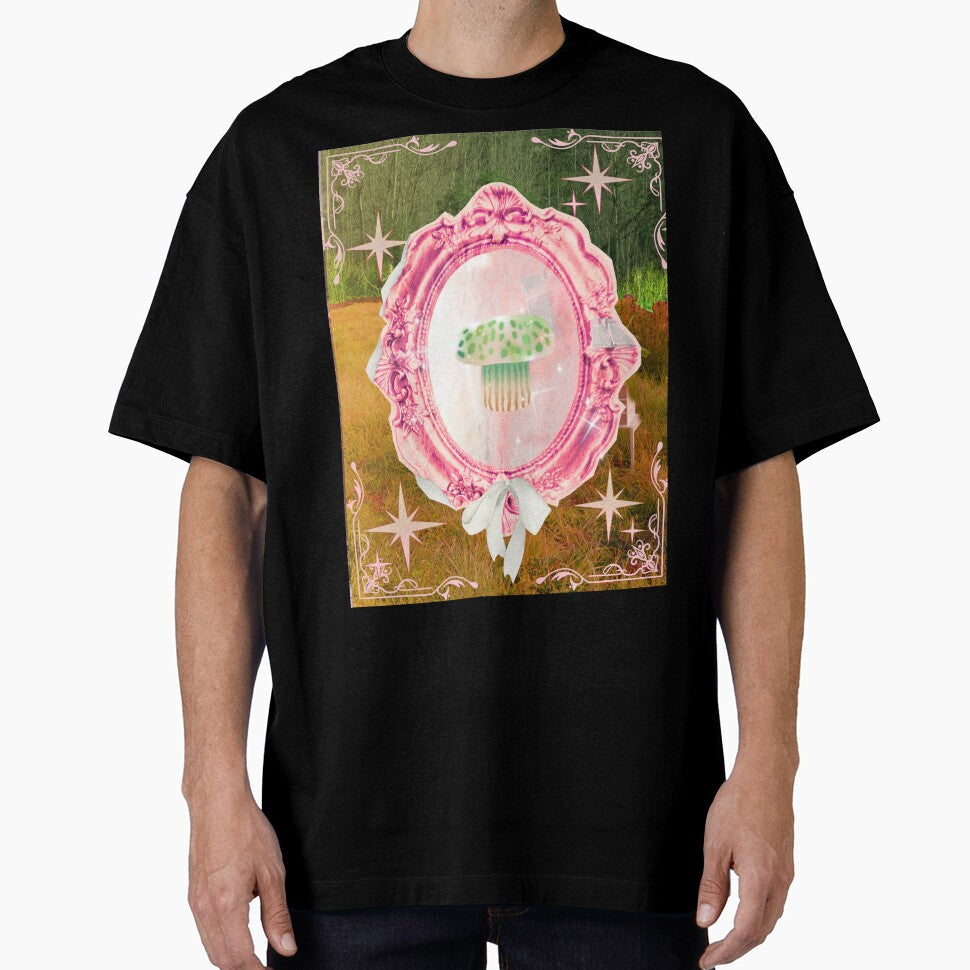 Mushroom with Pink Vintage Frame by bowsbotanicals