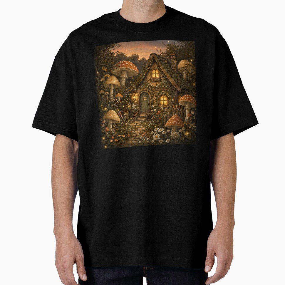 Cottagecore Mushroom Cottage Whimsical Fantasy Art | Nature Lover Fairytale Gift by irfanshikh