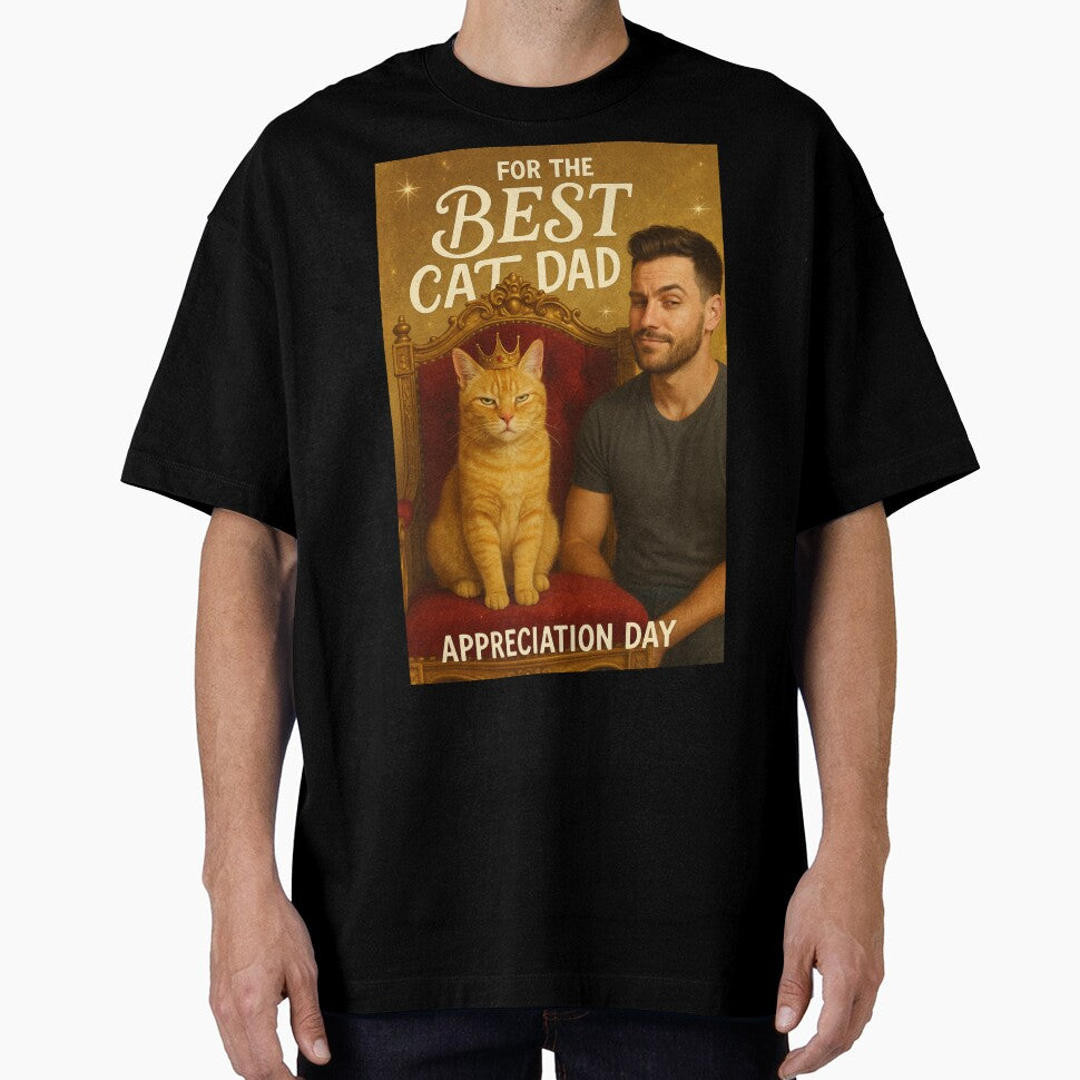 Cat Dad Appreciation Day Greeting with Proud Man and Ginger Cat Royalty by Places On Earth
