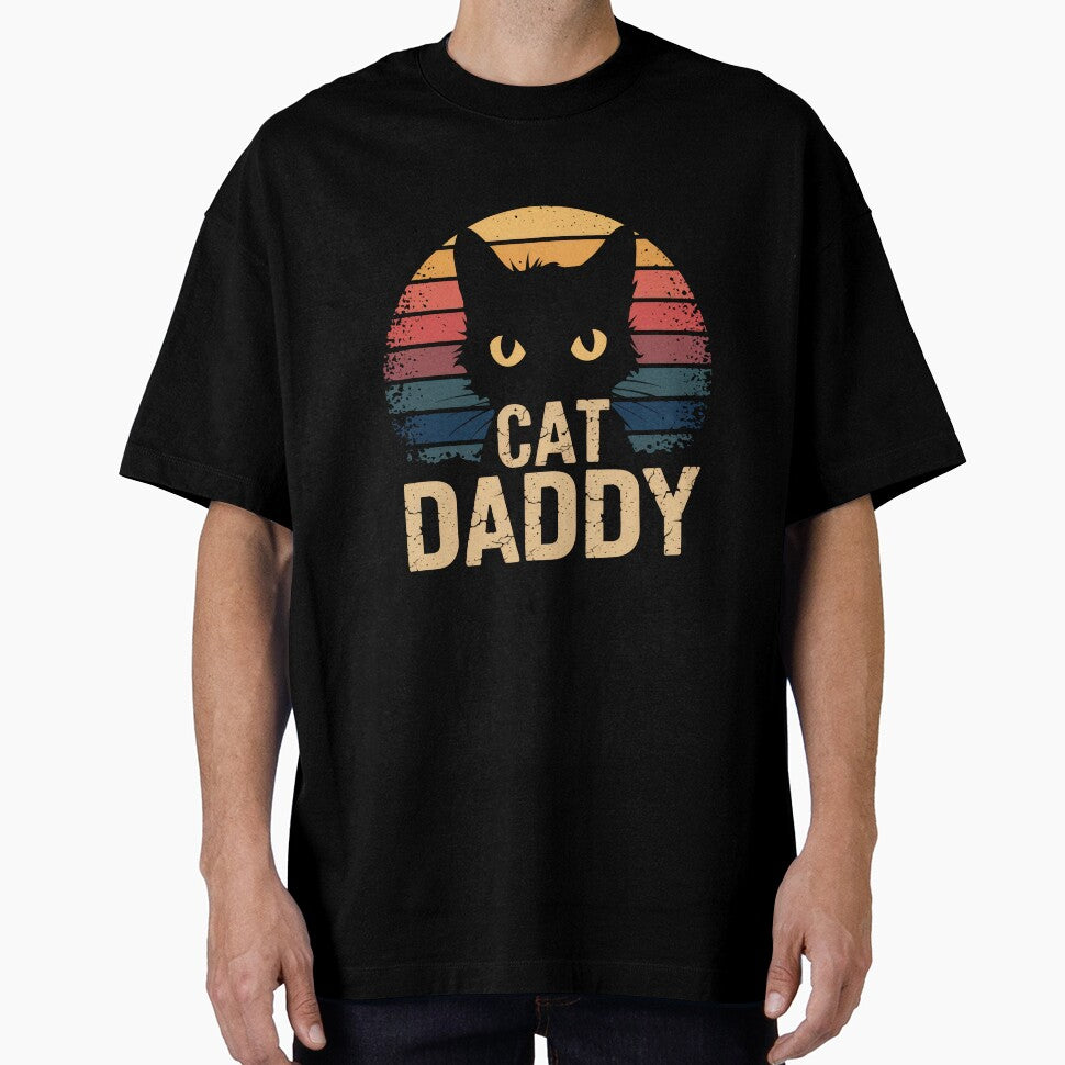Cat Daddy Retro Sunset Black Cat Yellow Eyes Vintage by Hananiah Merch