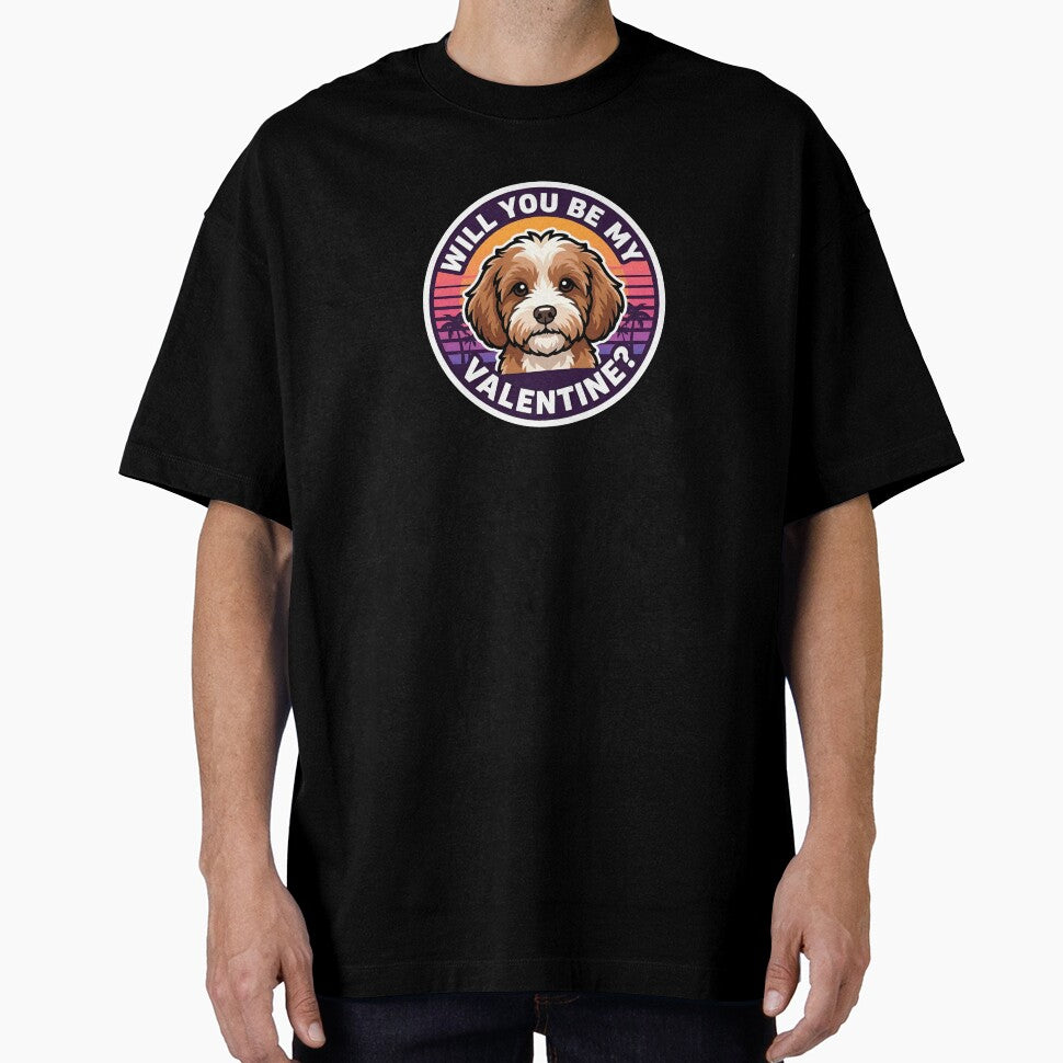 Retro Cavapoo Dog Valentine - Will You Be My Valentine? by M1234s