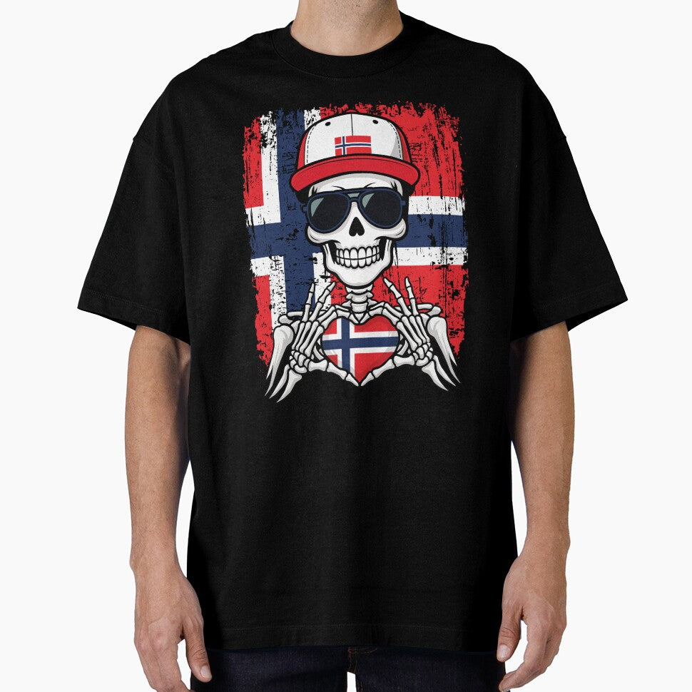 Norwegian Pride Skeleton Art - Norway Football & Viking Spirit Tee by Colorful Designs