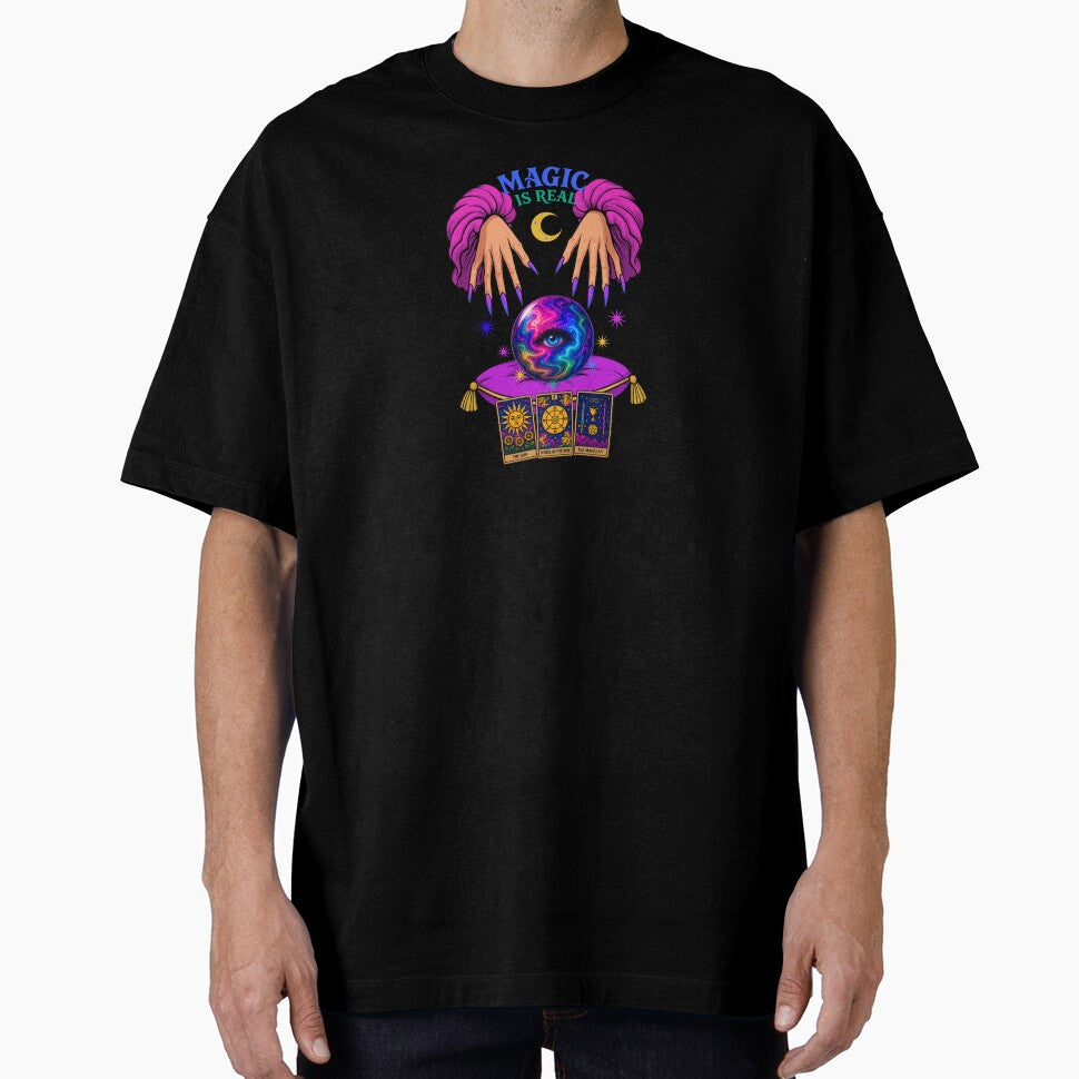 Magic Is Real Tarot Crystal Ball with Mystic Hands Aesthetic T-Shirt by Aimetoi