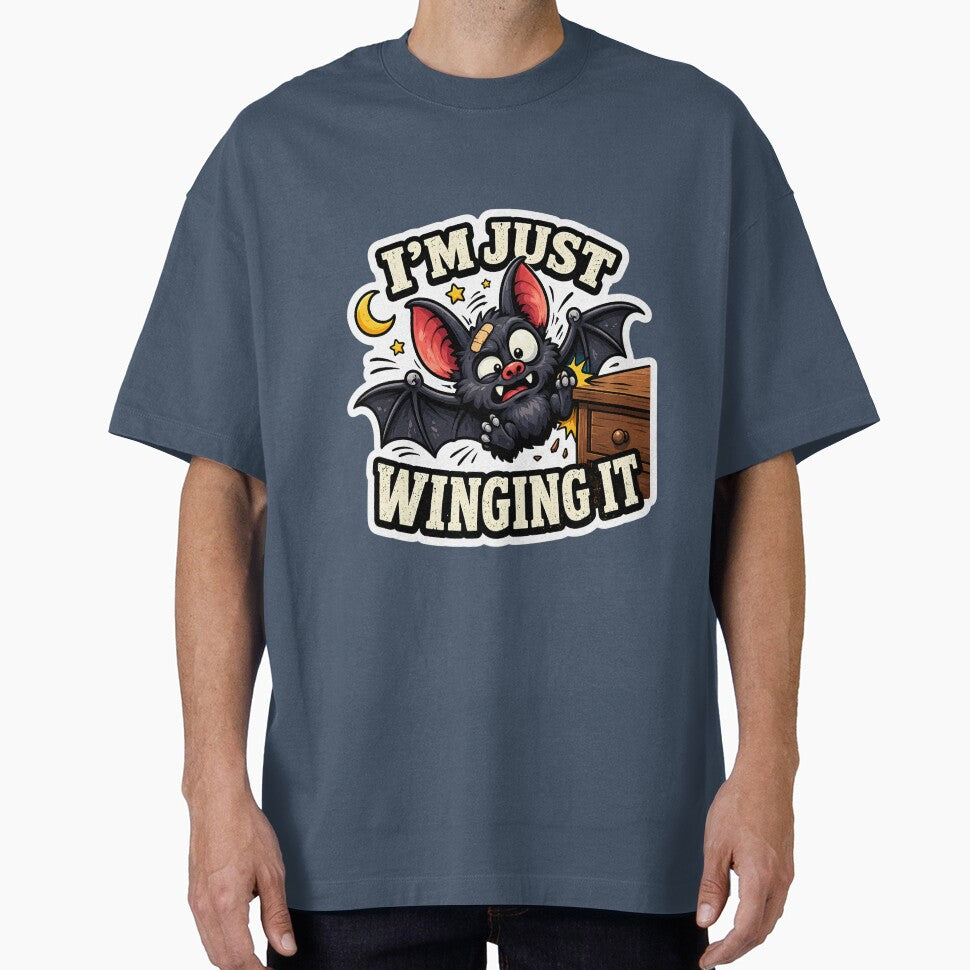 I'm Just Winging It Funny Bat Cute Animal Meme Design by lazygum
