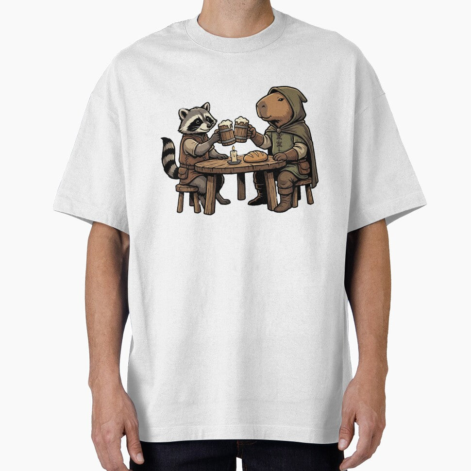 Medieval Raccoon And Capybara Tavern by Art by Debasish
