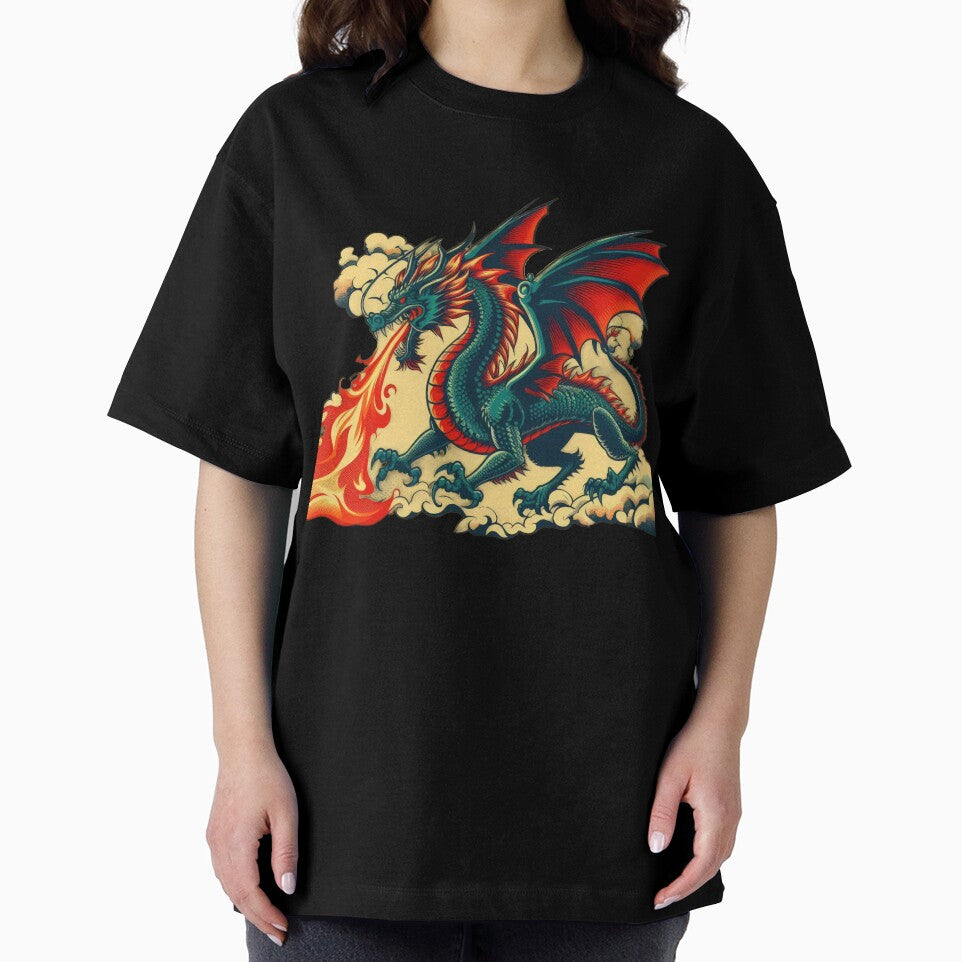 vintage dragon fire breathing with clouds by Expressions-Sel