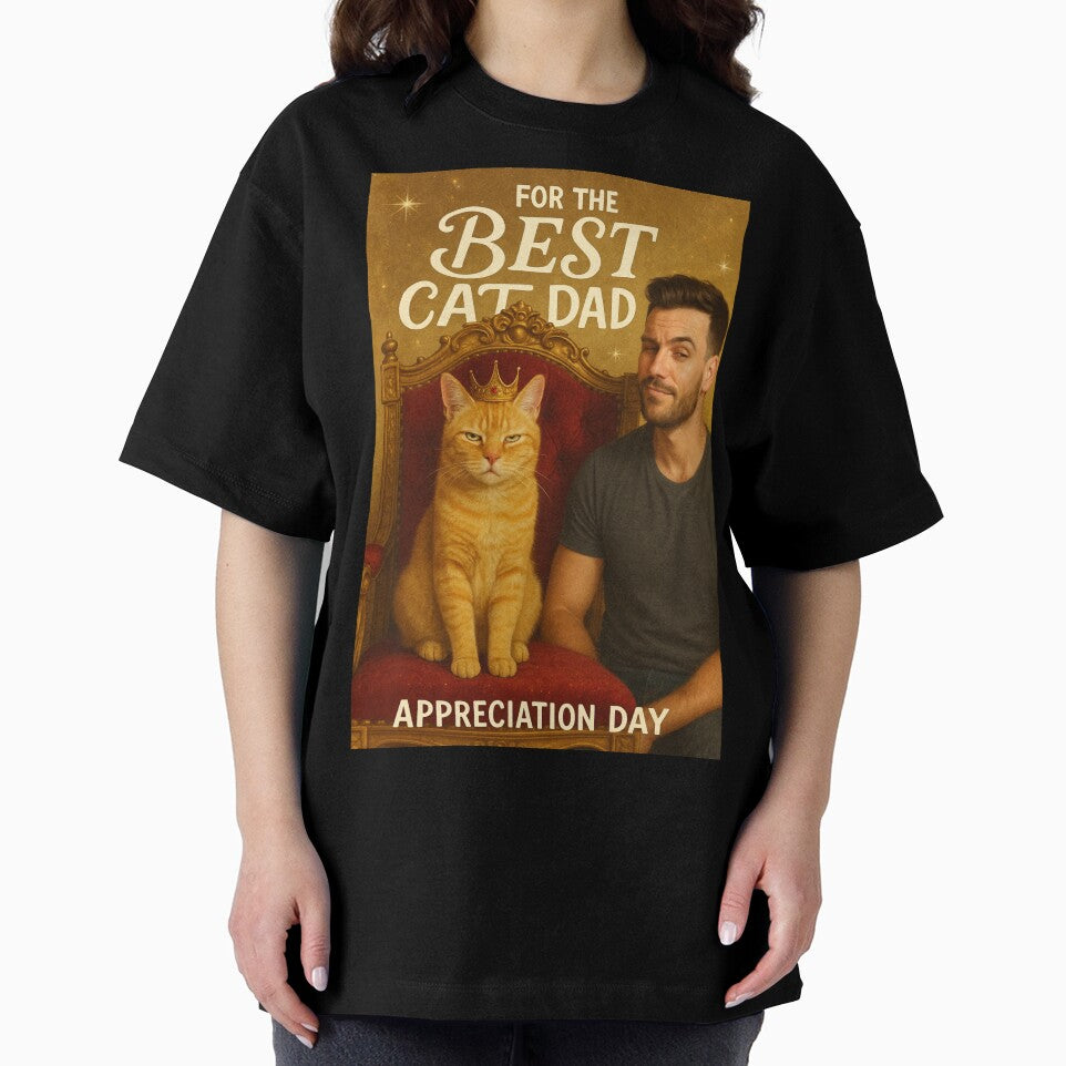Cat Dad Appreciation Day Greeting with Proud Man and Ginger Cat Royalty by Places On Earth