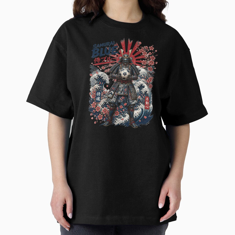 Japan Soccer Samurai - Samurai Blue Vintage  Japanese Football Fan T-Shirt by 18-30