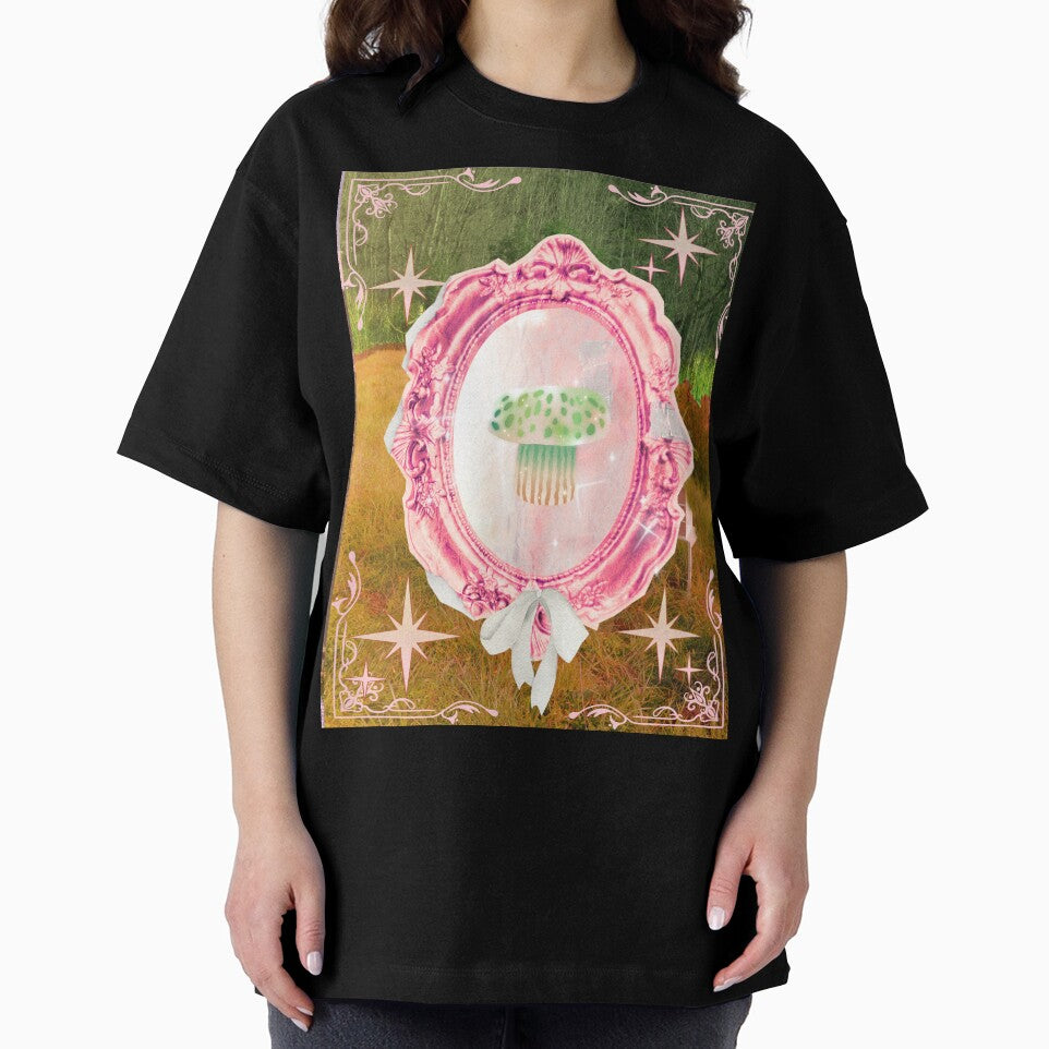 Mushroom with Pink Vintage Frame by bowsbotanicals