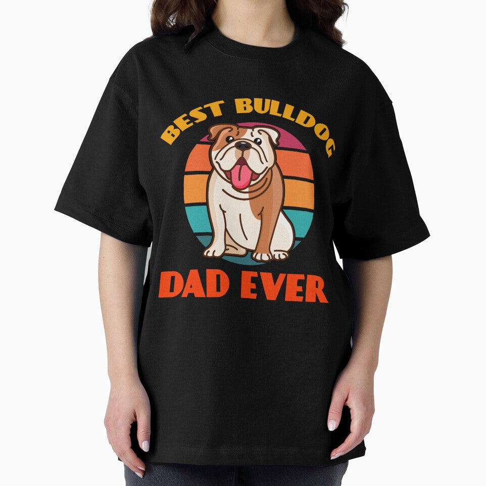 Best Bulldog Dad Ever Fathers Day Dog puppy Lover Cute Sunser Retro by Meteor77