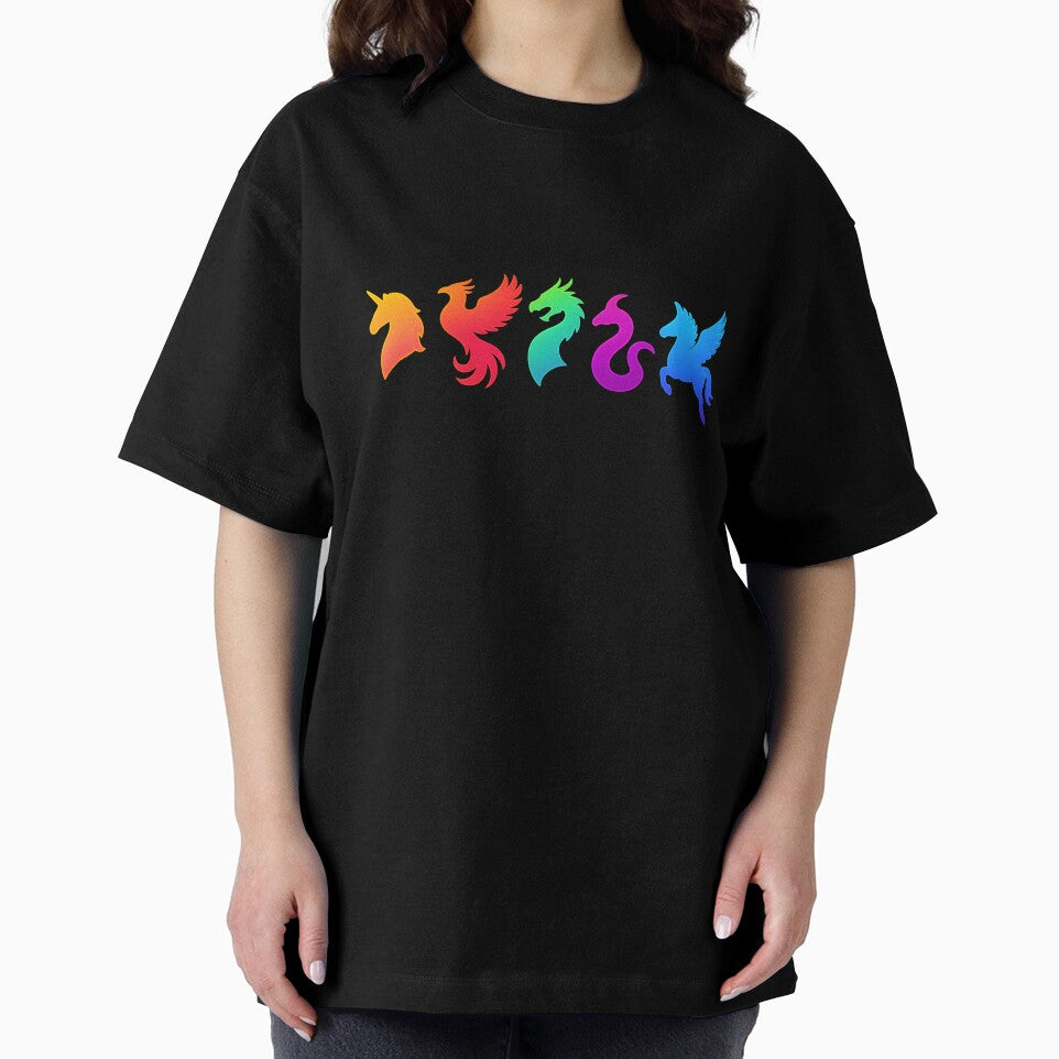 Rainbow Fantasy Creatures Silhouette Art by MysticArtisan