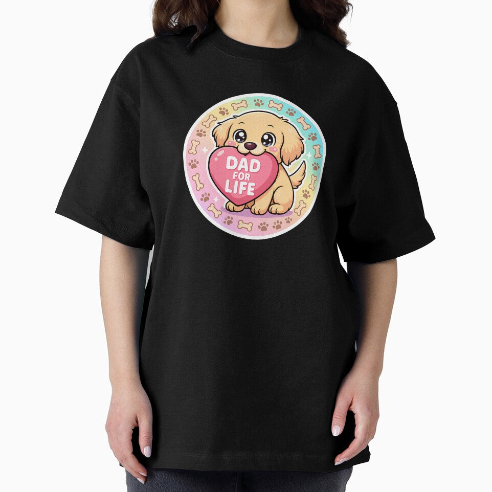 Fathers Day : Dad For Life - Cute Golden Retriever Puppy Heart Sticker by Nuist25