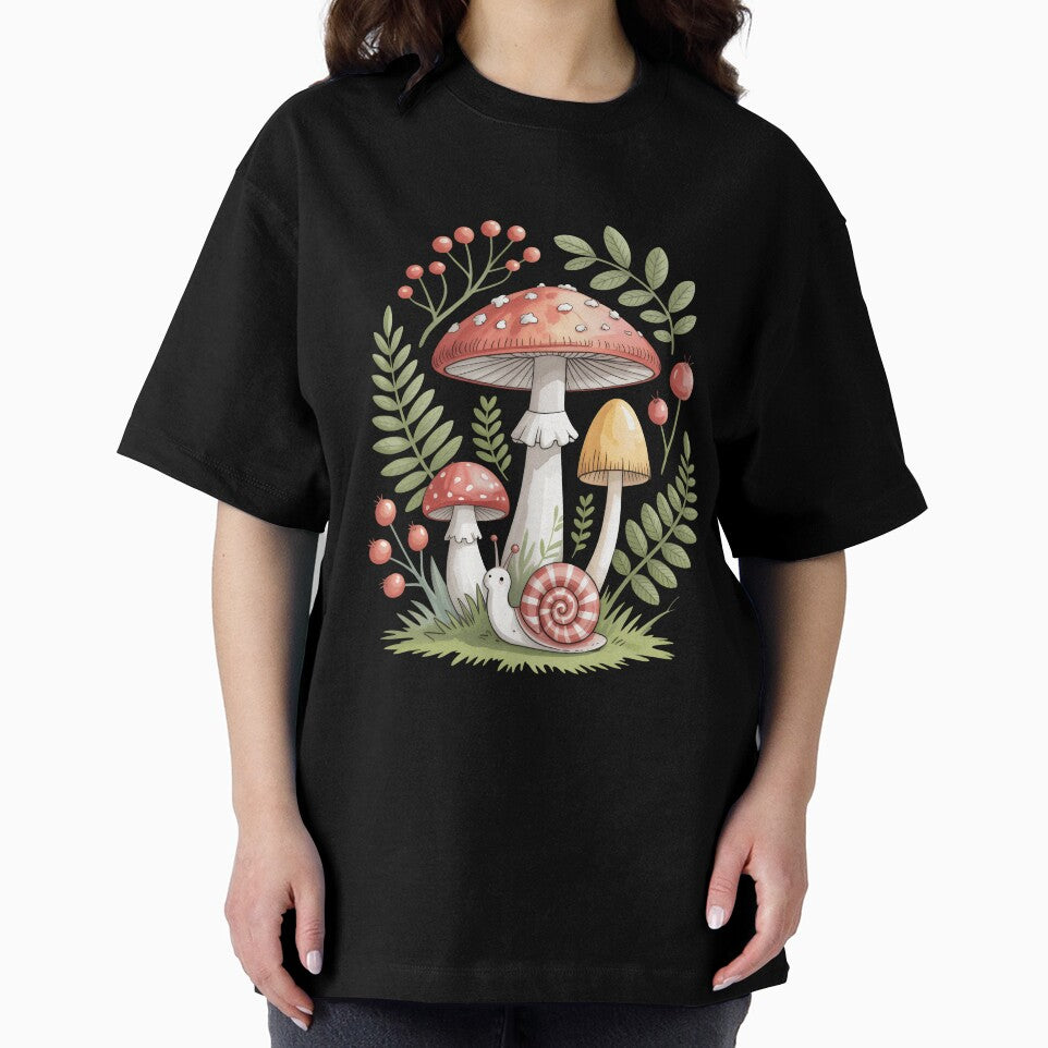 Cute Snail And Mushroom Botanical Cottagecore Forest by Aesthetic Art