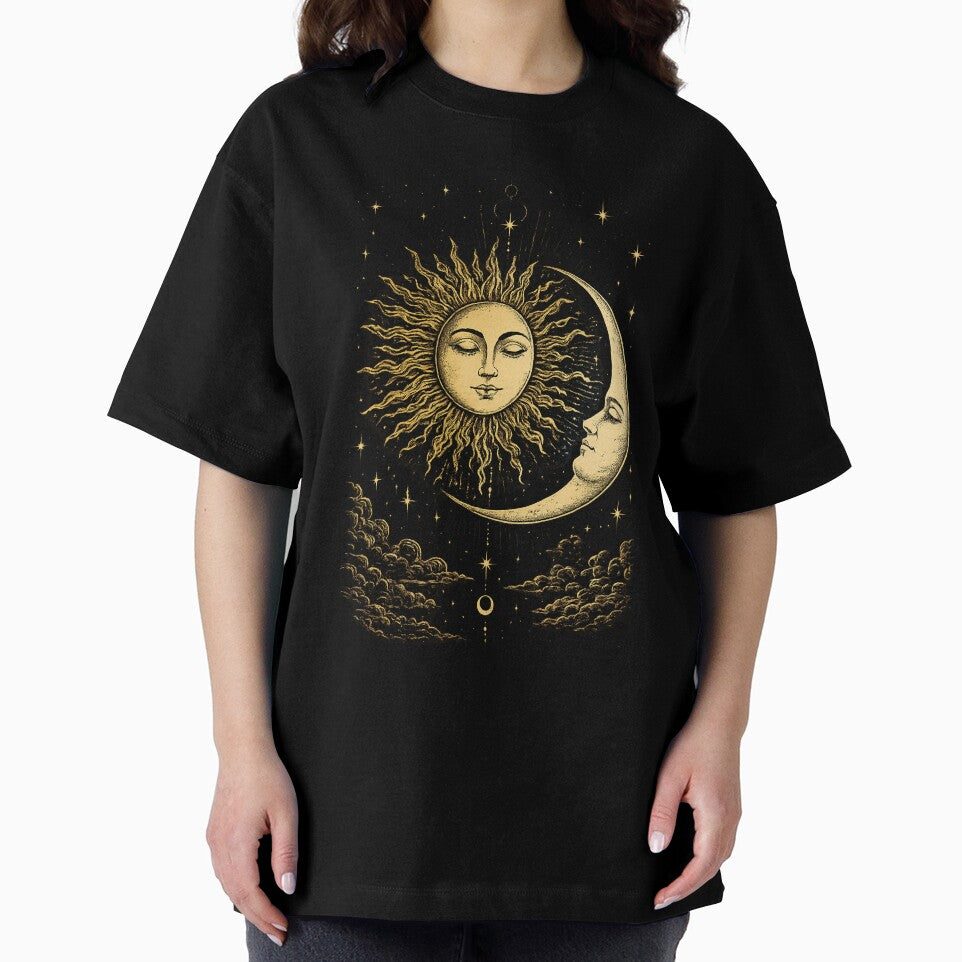 Celestial Sun and Moon Vintage Engraving by Mystic & Celestial Art