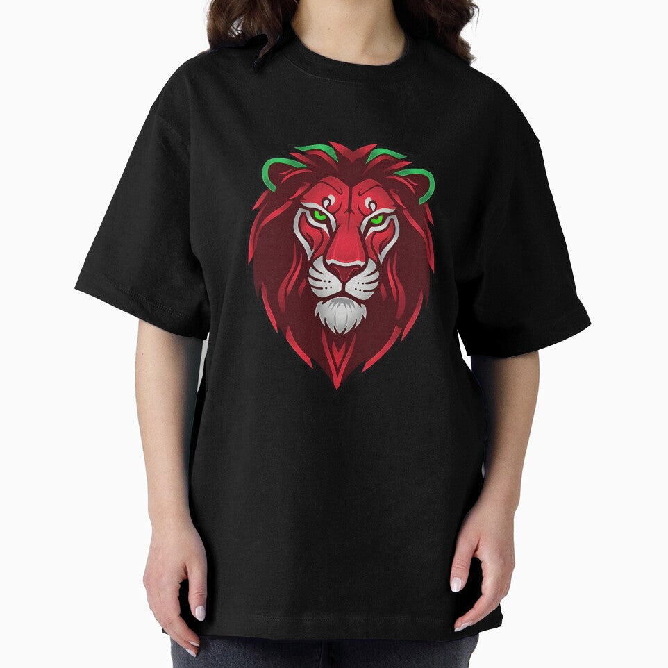 Minimalist Atlas Lion  | Moroccan Flag Colors Emblem | Dima Maghrib Sports Gear by ArtiseGraphics