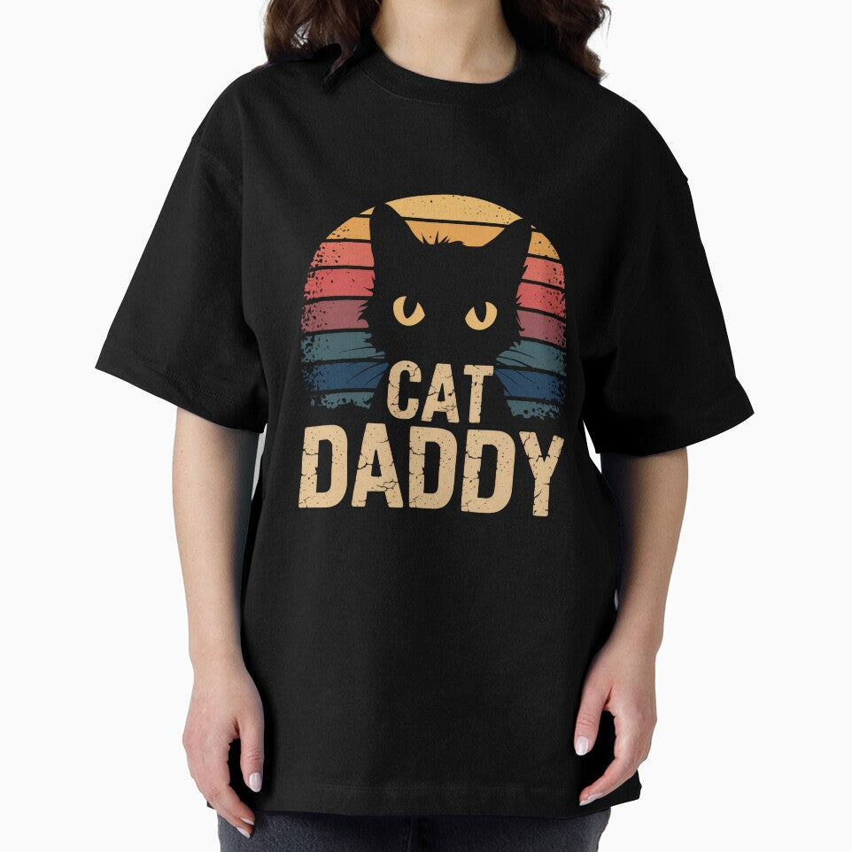 Cat Daddy Retro Sunset Black Cat Yellow Eyes Vintage by Hananiah Merch