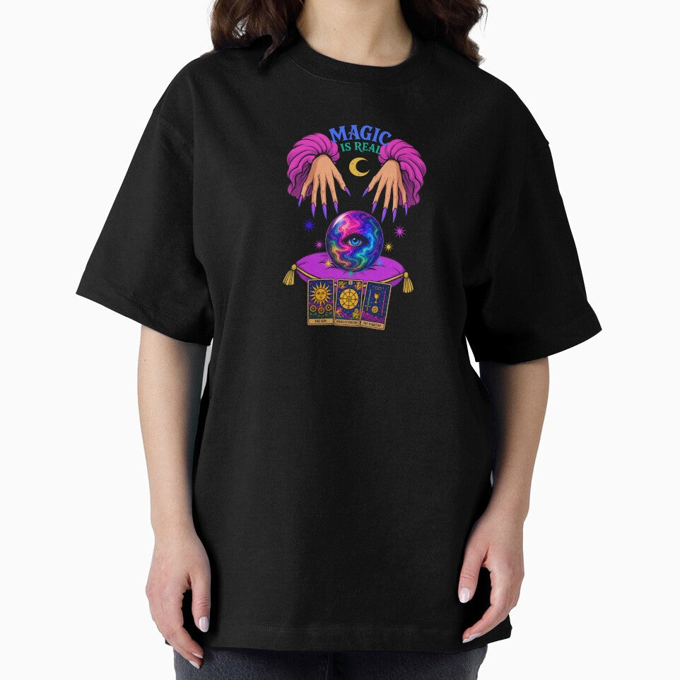 Magic Is Real Tarot Crystal Ball with Mystic Hands Aesthetic T-Shirt by Aimetoi
