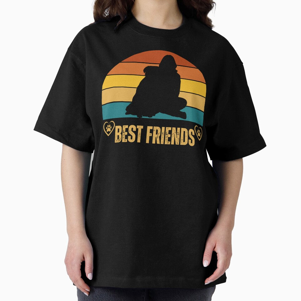 Me And My Dog, Retro Sunrise Inspired Design, Girl And Dog Best Friends Saying, Pet Appreciation Gift by KirwanArt