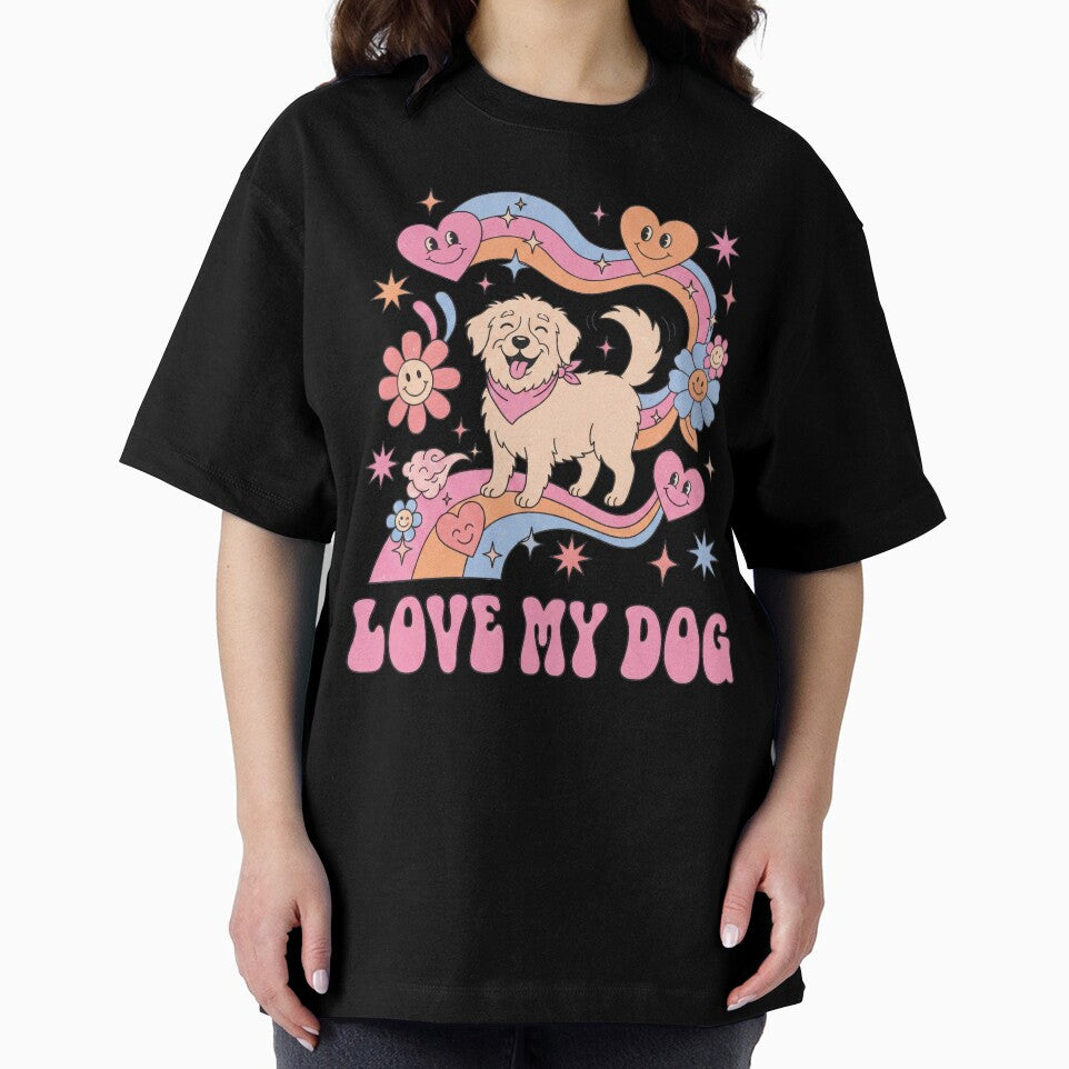 Golden Dog Surrounded By Hearts by Flying Doggo