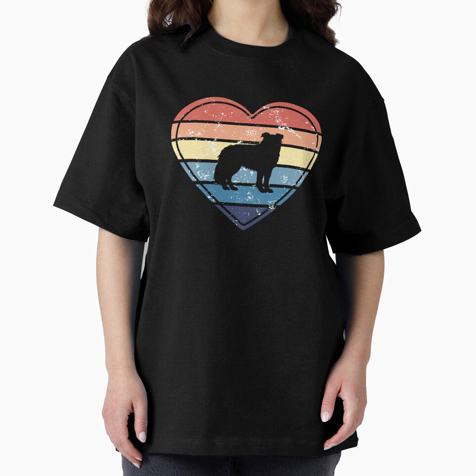 Border Collie Lover Retro Sunset Heart by Print-A-Joke