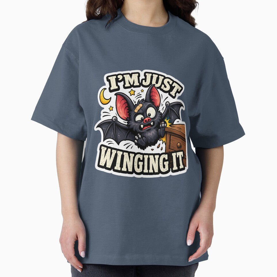 I'm Just Winging It Funny Bat Cute Animal Meme Design by lazygum