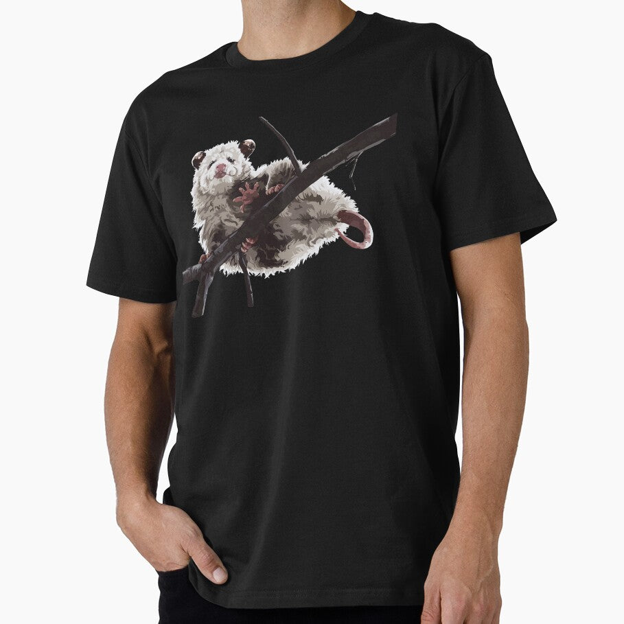Opossum's butt on a branch, large print black edition by bye-then