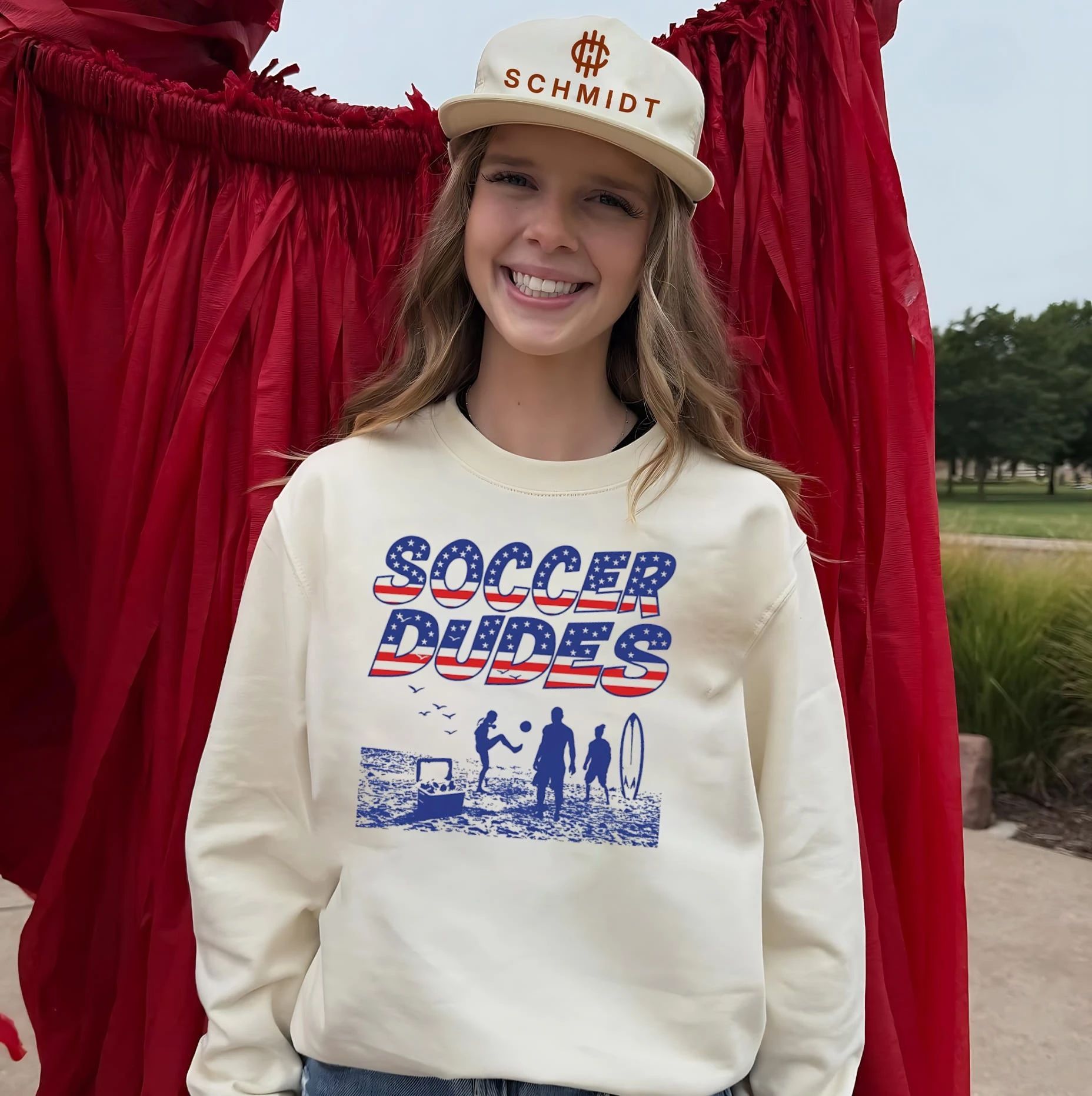 Soccer dudes American flag pattern shirt