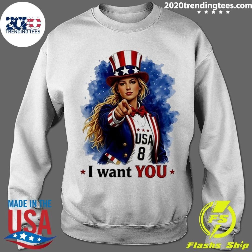 Uncle Sam Sophie Cunningham I Want You USA Flag Tee Shirt