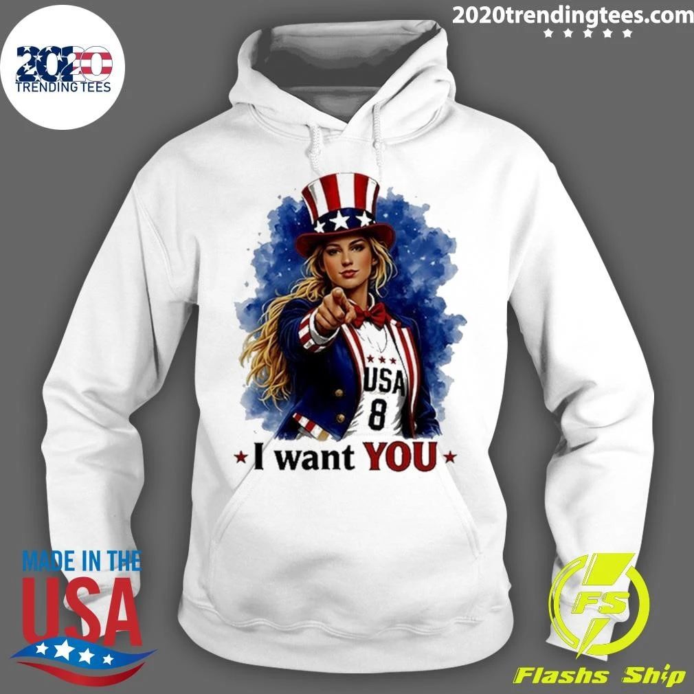 Uncle Sam Sophie Cunningham I Want You USA Flag Tee Shirt