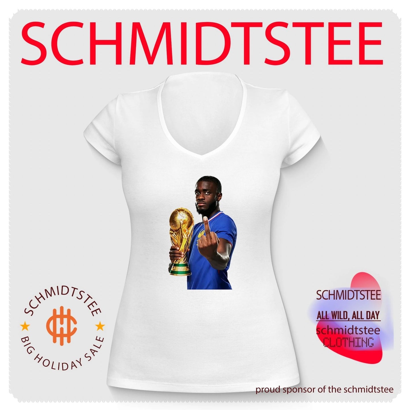 Dayot Upamecano France National Football Team World Cup trophy and middle finger shirt