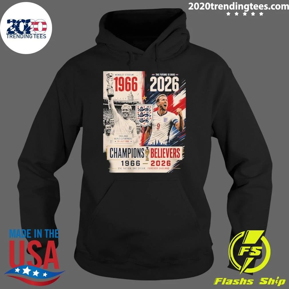 Sir Geoff Hurst and Harry Kane England 1966 To 2026 Champions Believers World Cup Shirt