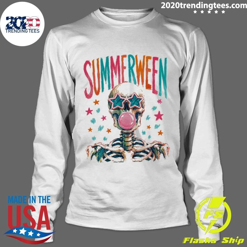 Skeleton Blowing Gum Bubbles Summerween Bubblegum Spooky Summer 2026 Shirt