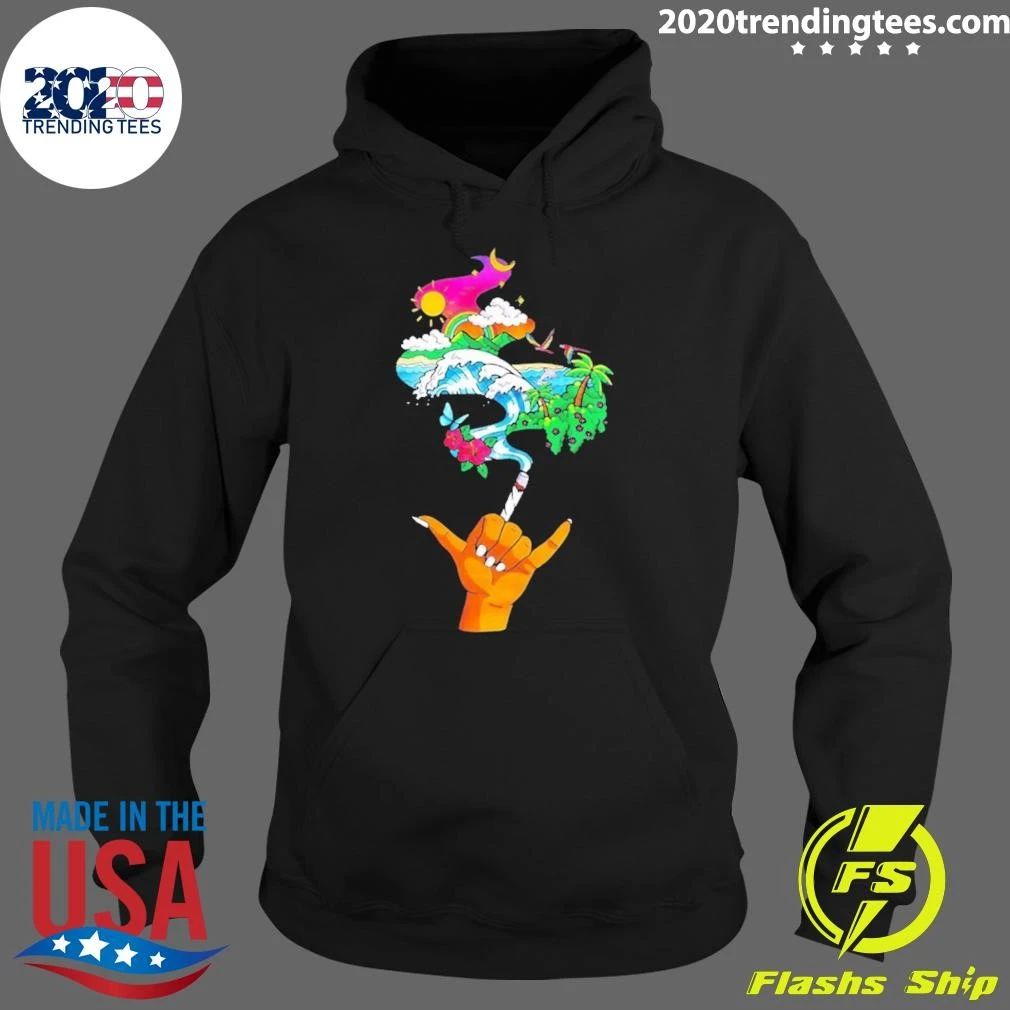 Shaka Hand Smoking Tropical Island Wave Shirt