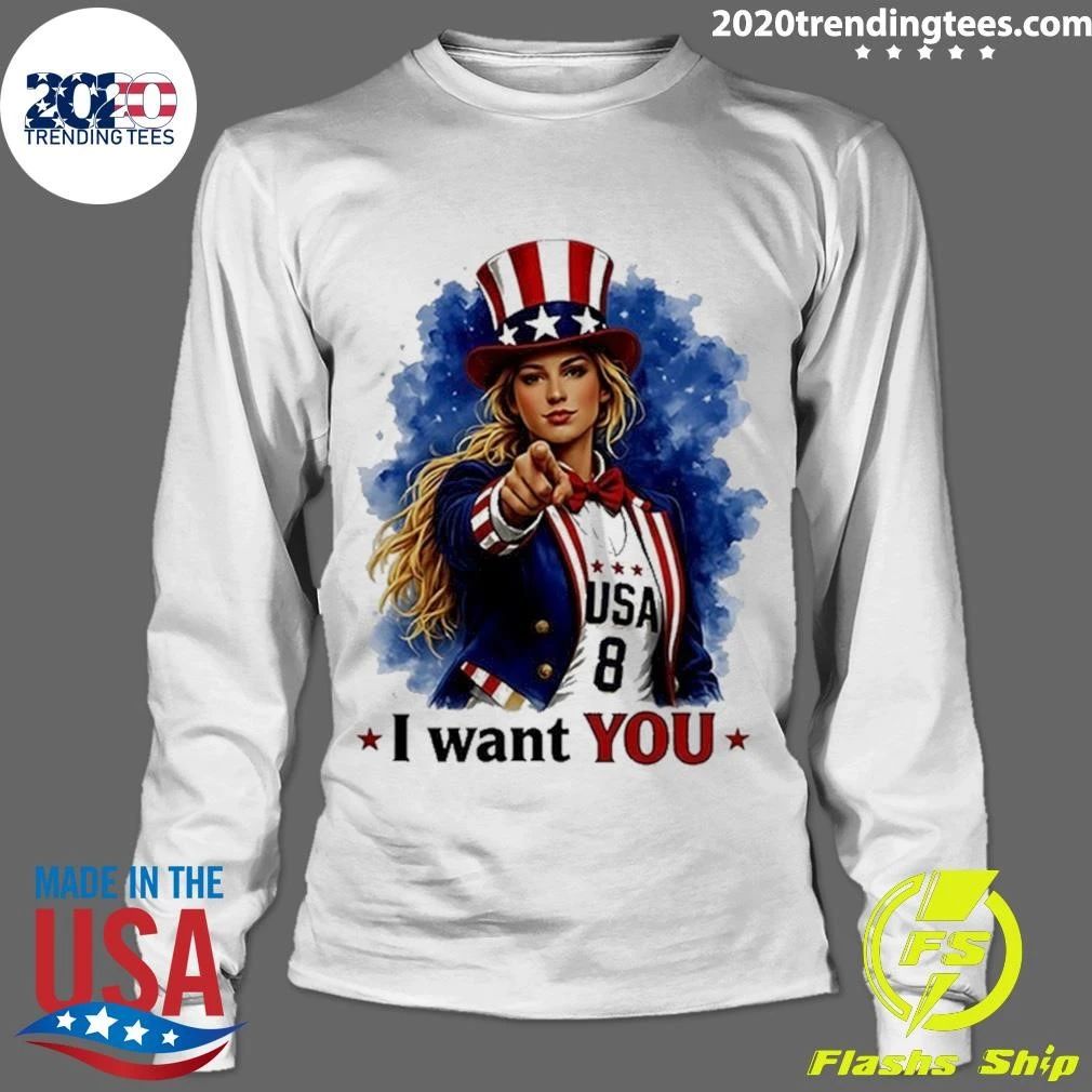 Uncle Sam Sophie Cunningham I Want You USA Flag Tee Shirt