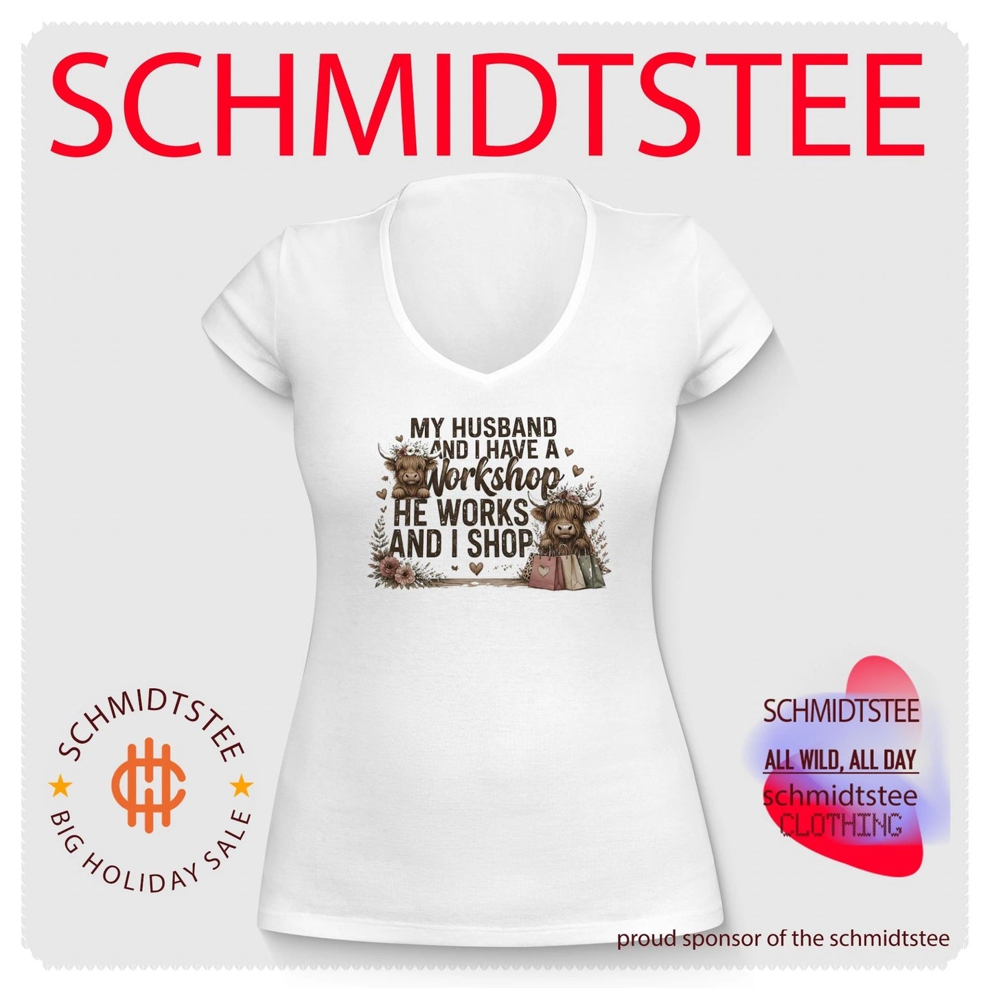 My husband and I have a workshop he works and I shop shirt