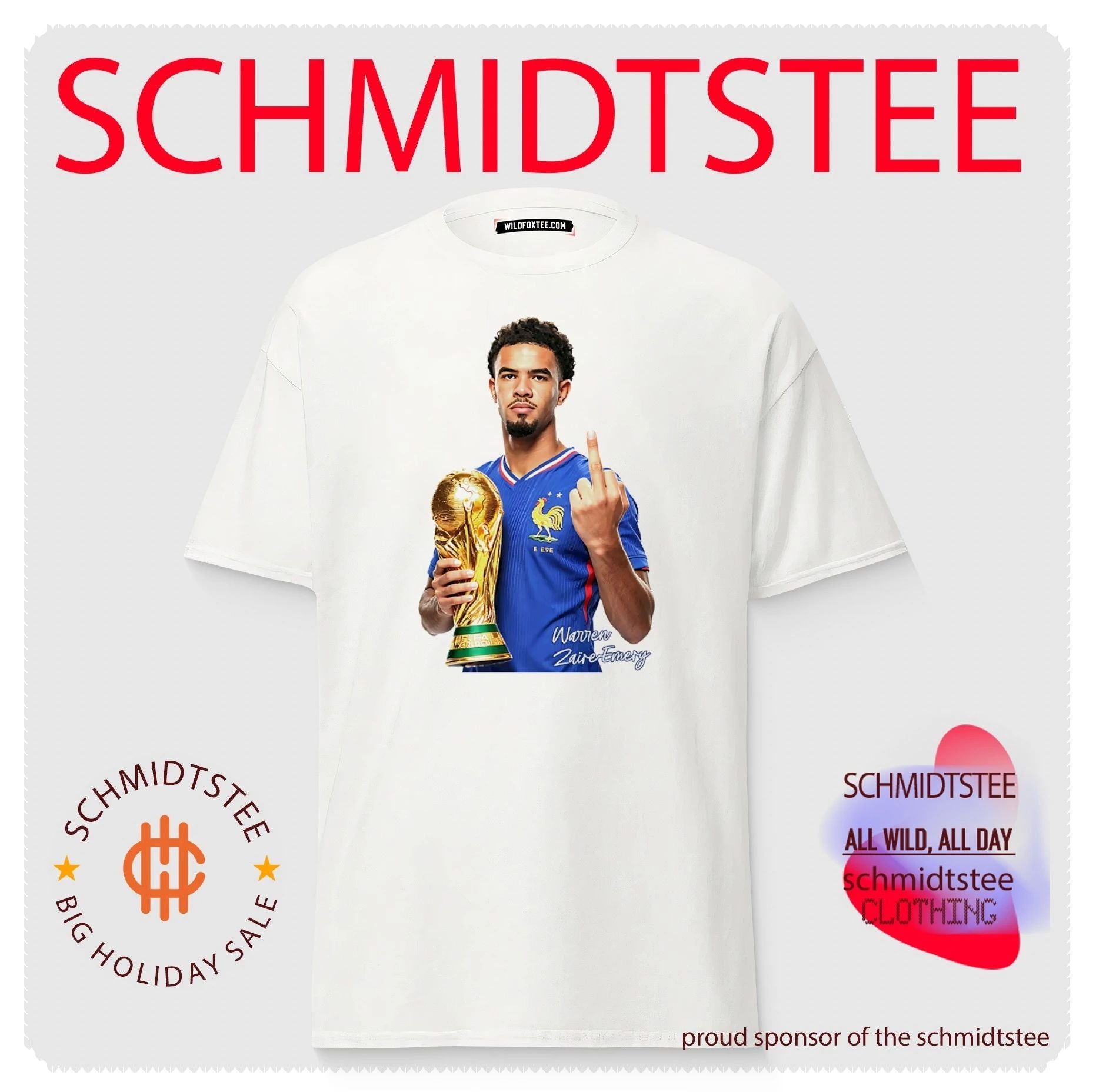 Warren Zaire-Emery France National Team World Cup trophy and middle finger shirt