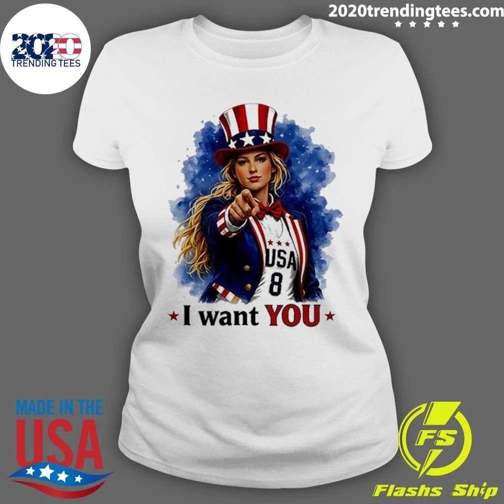 Uncle Sam Sophie Cunningham I Want You USA Flag Tee Shirt