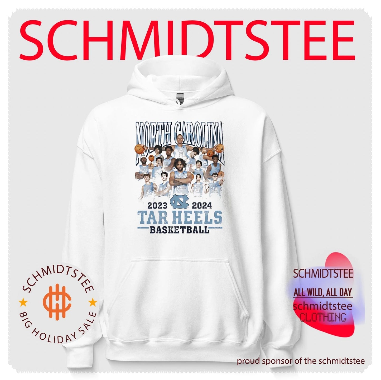 North Carolina Tar Heels Basketball 2023-2024 team collage shirt