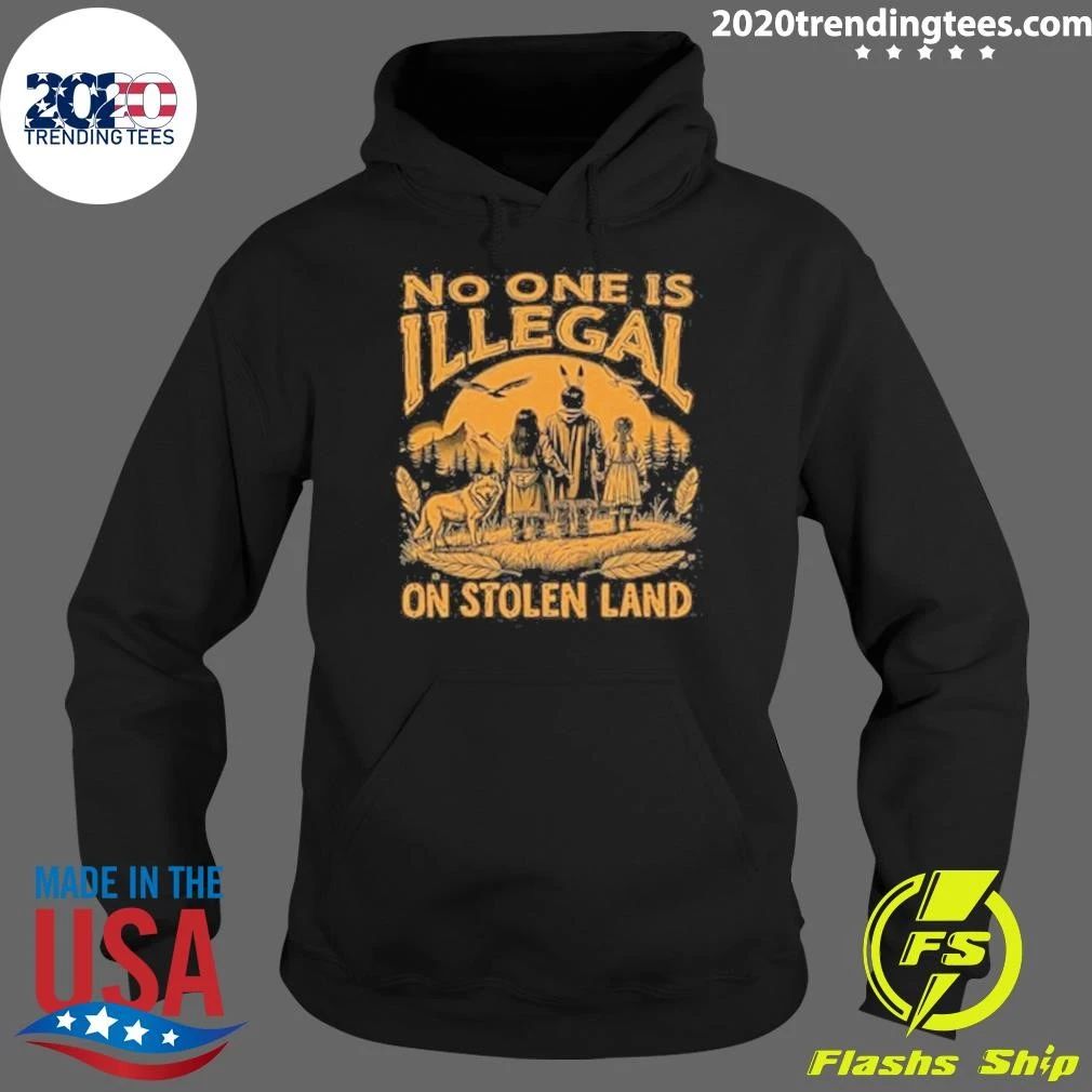Indigenous People and A Wolf No One Is Illegal On Stolen Land Shirt