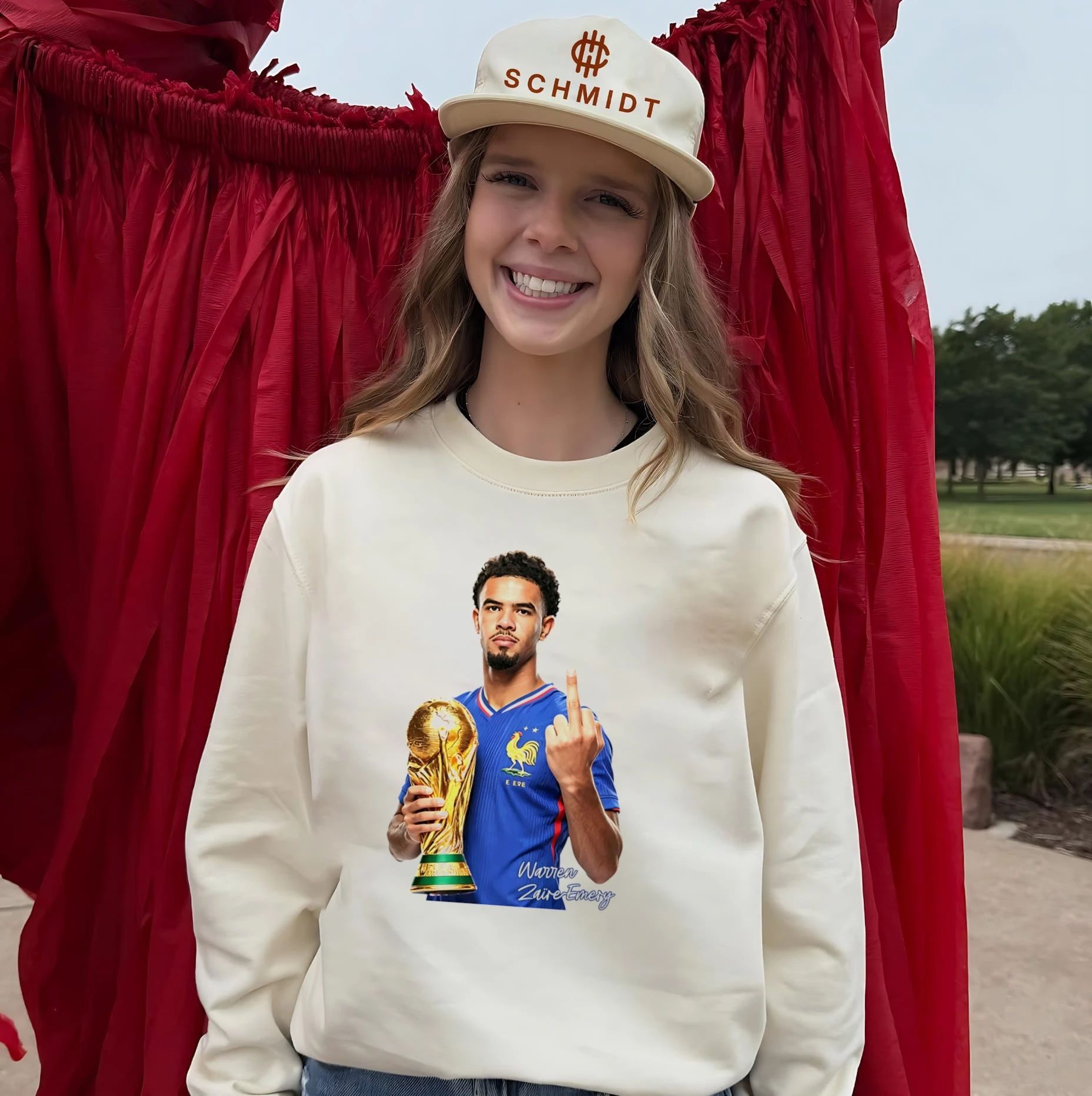 Warren Zaire-Emery France National Team World Cup trophy and middle finger shirt